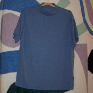 Blue Mock Turtleneck T-Shirt